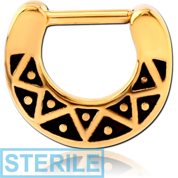 STERILE GOLD PVD COATED SURGICAL STEEL HINGED SEPTUM CLICKER
