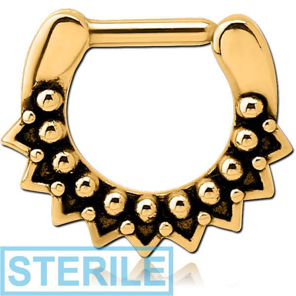 STERILE GOLD PVD COATED SURGICAL STEEL SEPTUM CLICKER