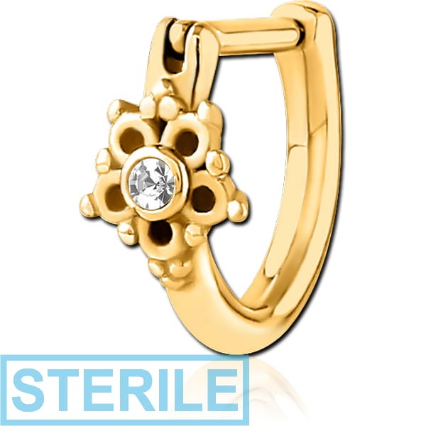 STERILE GOLD PVD COATED SURGICAL STEEL JEWELLED TRAGUS CLICKER