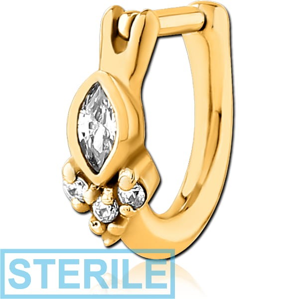 STERILE GOLD PVD COATED SURGICAL STEEL JEWELLED TRAGUS CLICKER