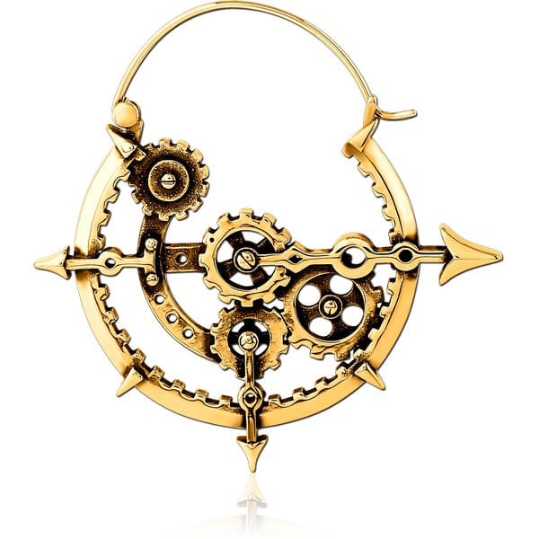 STERILE GOLD PVD COATED SURGICAL STEEL HOOP EARRING FOR TUNNEL