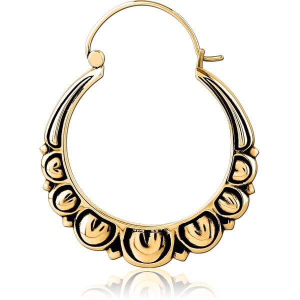 STERILE GOLD PVD COATED SURGICAL STEEL HOOP EARRING FOR TUNNEL