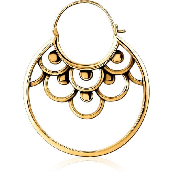 STERILE GOLD PVD COATED SURGICAL STEEL HOOP EARRING FOR TUNNEL