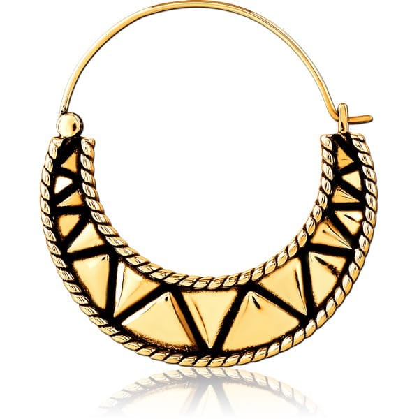 STERILE GOLD PVD COATED SURGICAL STEEL HOOP EARRING FOR TUNNEL