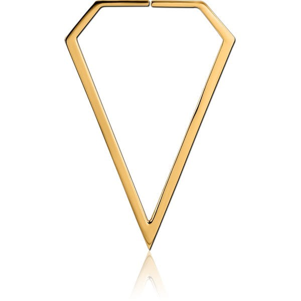 STERILE GOLD PVD COATED SURGICAL STEEL HOOP EARRINGS FOR TUNNEL - DIAMOND