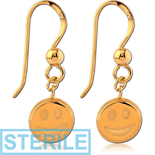 STERILE STERLING SILVER 925 GOLD PVD COATED EARRINGS PAIR