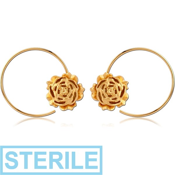 STERILE STERLING SILVER 925 GOLD PVD COATED EARRINGS PAIR - ROSE
