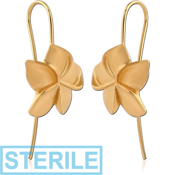 STERILE STERLING SILVER 925 GOLD PVD COATED EARRINGS PAIR - FLOWER