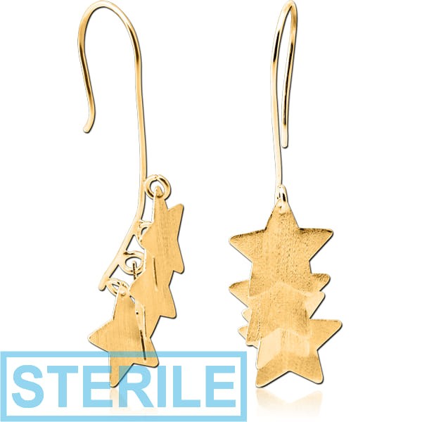 STERILE STERLING SILVER 925 GOLD PVD COATED EARRINGS MATT FINISH PAIR