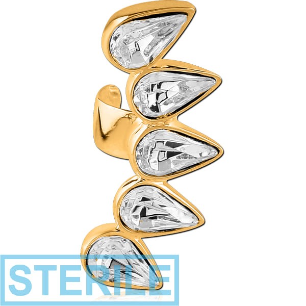 STERILE STERLING SILVER 925 GOLD PVD COATED EAR CUFF