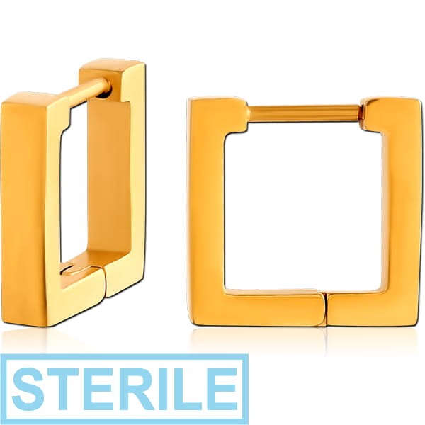 STERILE GOLD PVD COATED STAINLESS STEEL EAR CLICKER WITH SURGICAL STEEL1.0MM PIN
