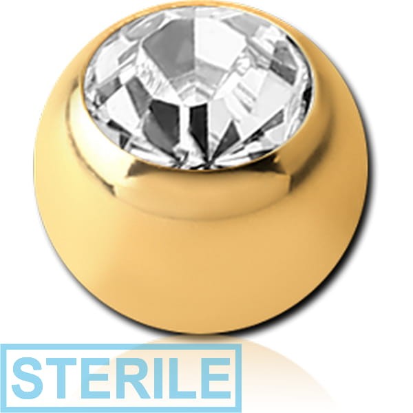 STERILE GOLD PVD COATED TITANIUM PREMIUM CRYSTAL JEWELLED BALLS