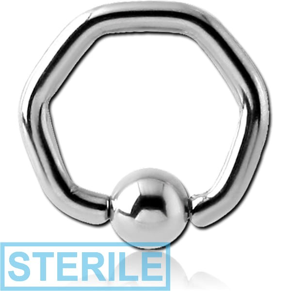 STERILE SURGICAL STEEL HEXAGON BALL CLOSURE RING