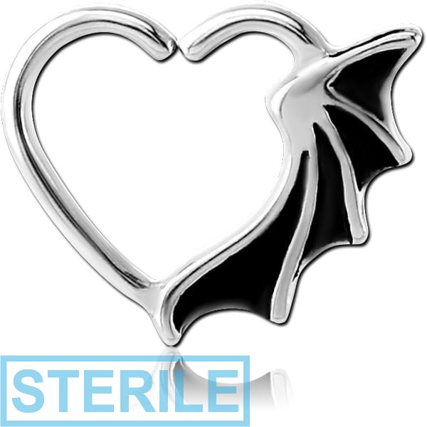 STERILE SURGICAL STEEL OPEN HEART SEAMLESS RING - BAT WING
