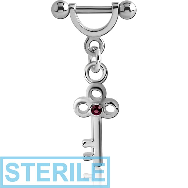 STERILE SURGICAL STEEL HELIX SHIELD WITH CHARM