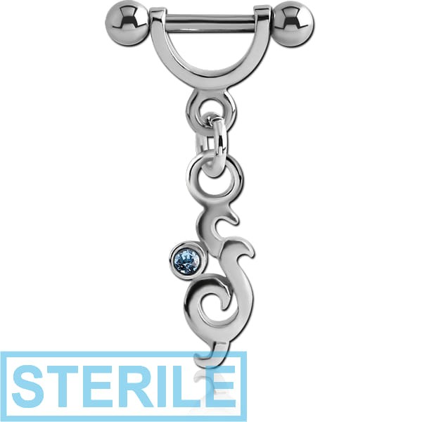 STERILE SURGICAL STEEL HELIX SHIELD WITH JEWELLED CHARM