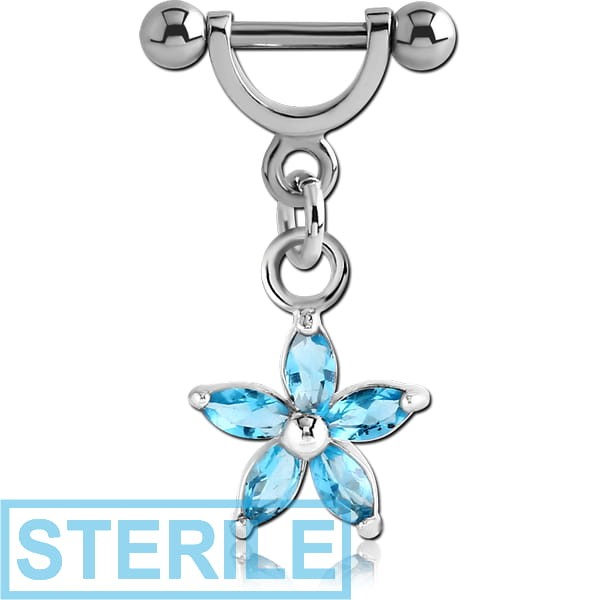 STERILE SURGICAL STEEL HELIX SHIELD WITH CHARM