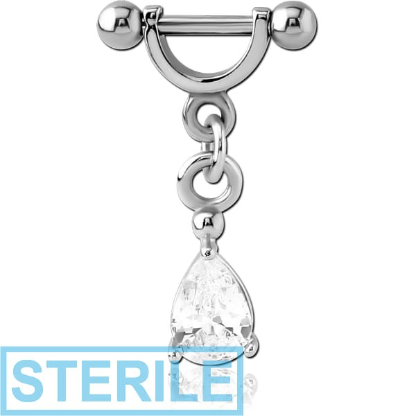 STERILE SURGICAL STEEL HELIX SHIELD WITH CHARM