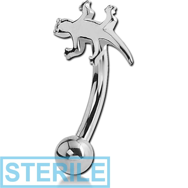 STERILE STERLING SILVER 925 HINGE CURVED MICRO BARBELL - SALAMANDER