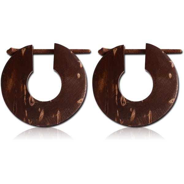 STERILE ORGANIC COCONUT SHELL TRIBAL EARRINGS PAIR