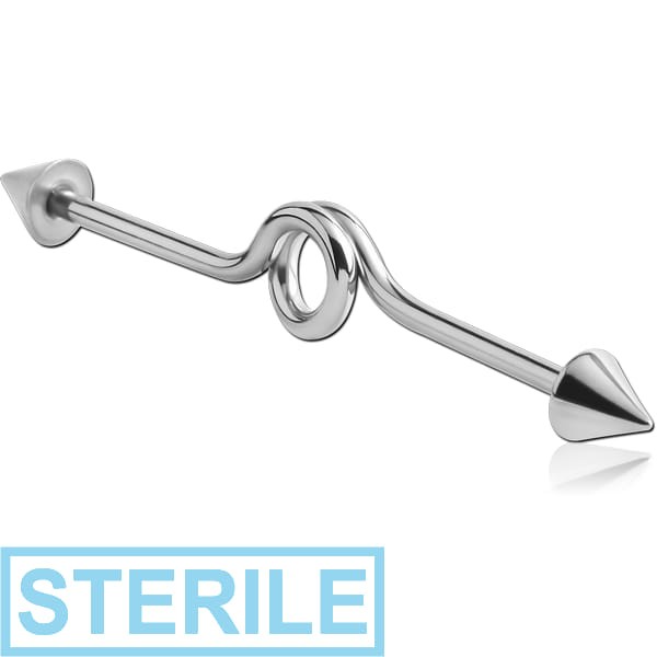 STERILE SURGICAL STEEL INDUSTRIAL LOOP BARBELL WITH CONES