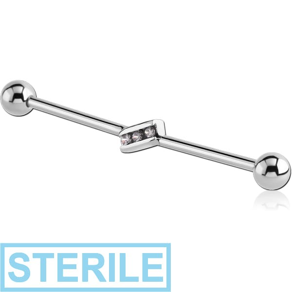 STERILE SURGICAL STEEL JEWELLED INDUSTRIAL BARBELL