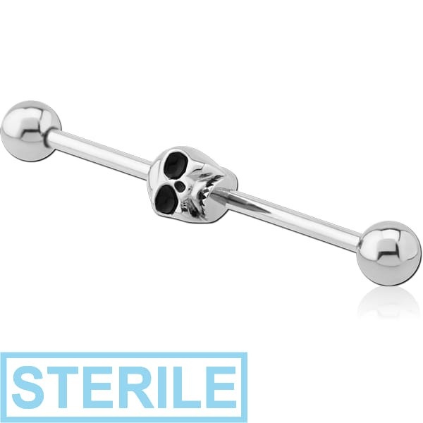 STERILE SURGICAL STEEL SKULL INDUSTRIAL BARBELL