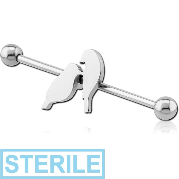 STERILE SURGICAL STEEL INDUSTRIAL BARBELL WITH 2 BIRDS