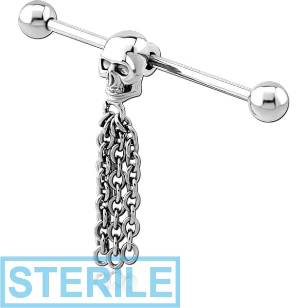 STERILE SURGICAL STEEL SKULL INDUSTRIAL BARBELL