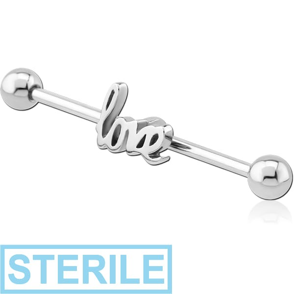 STERILE SURGICAL STEEL LOVE INDUSTRIAL BARBELL