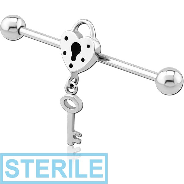 STERILE SURGICAL STEEL LOCK AND KEY INDUSTRIAL BARBELL