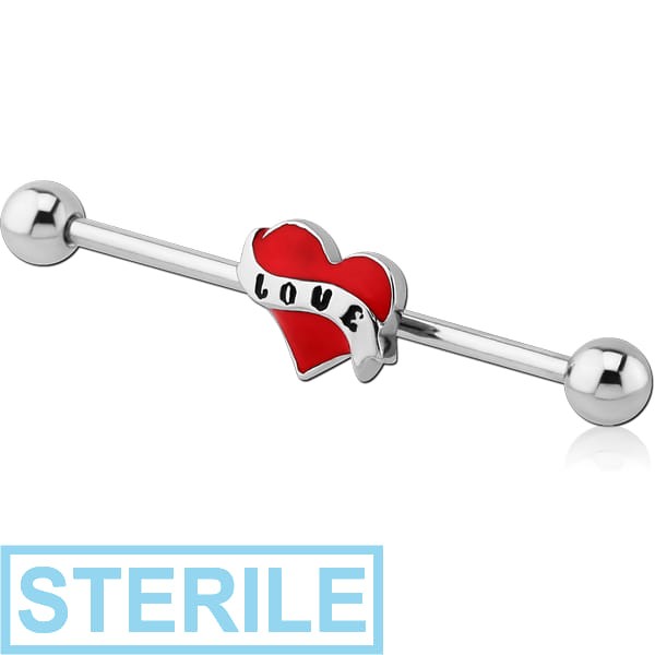 STERILE SURGICAL STEEL LOVE INDUSTRIAL BARBELL