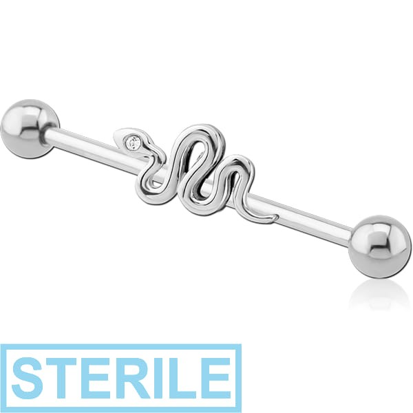 STERILE SURGICAL STEEL INDUSTRIAL BARBELL WITH ADJUSTABLE SLIDING CHARM