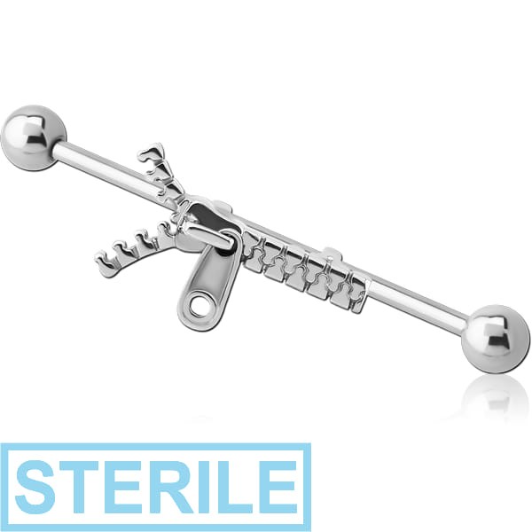 STERILE SURGICAL STEEL INDUSTRIAL BARBELL WITH ADJUSTABLE SLIDING CHARM