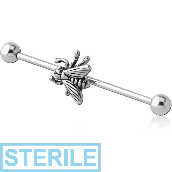 STERILE SURGICAL STEEL INDUSTRIAL BARBELL WITH ADJUSTABLE SLIDING CHARM