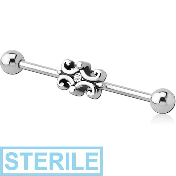 STERILE SURGICAL STEEL INDUSTRIAL BARBELL WITH ADJUSTABLE SLIDING CHARM
