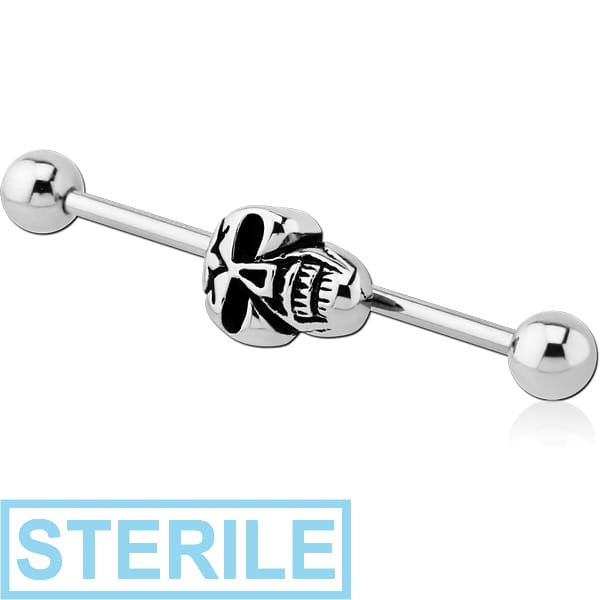 STERILE SURGICAL STEEL SKULL INDUSTRIAL BARBELL