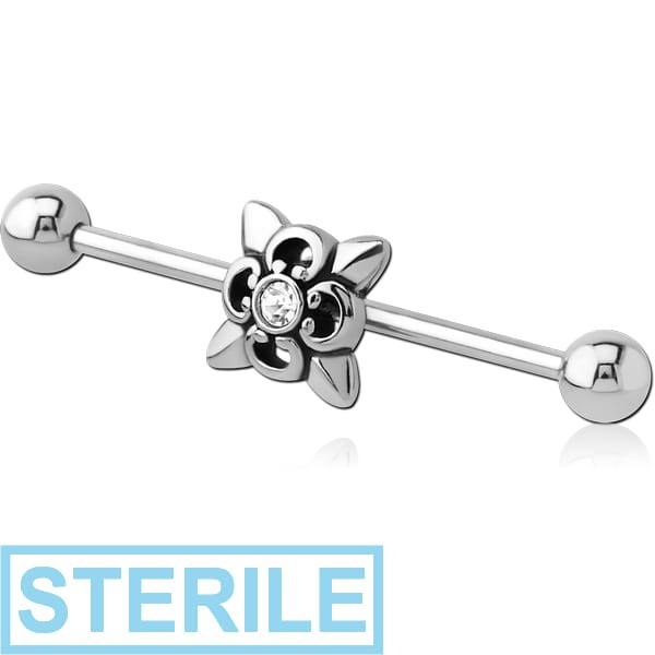 STERILE SURGICAL STEEL INDUSTRIAL BARBELL WITH ADJUSTABLE SLIDING CHARM