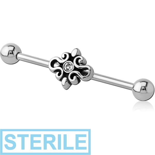 STERILE SURGICAL STEEL INDUSTRIAL BARBELL WITH ADJUSTABLE SLIDING CHARM