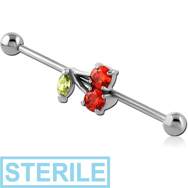 STERILE SURGICAL STEEL INDUSTRIAL BARBELL - CHERRY