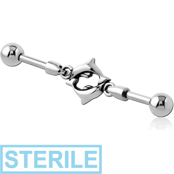 STERILE SURGICAL STEEL INDUSTRIAL BARBELL CHARM - DOLPHIN