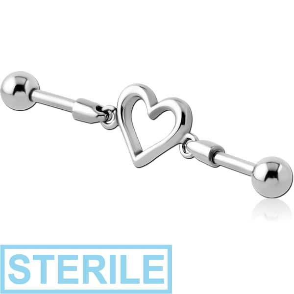 STERILE SURGICAL STEEL INDUSTRIAL BARBELL CHARM - HEART