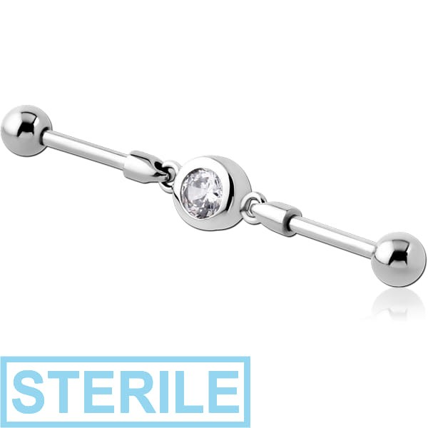 STERILE SURGICAL STEEL INDUSTRIAL BARBELL JEWELLED CHARM - CIRCLES
