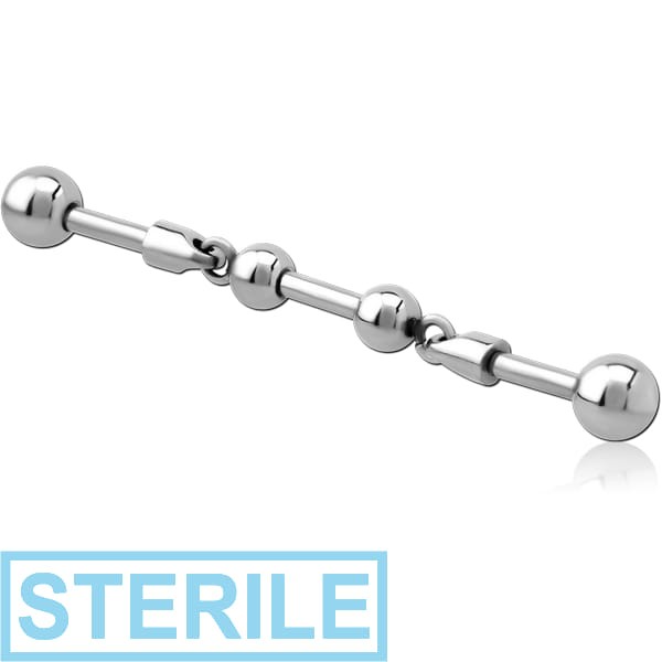 STERILE SURGICAL STEEL INDUSTRIAL BARBELL CHARM - TWO BALL