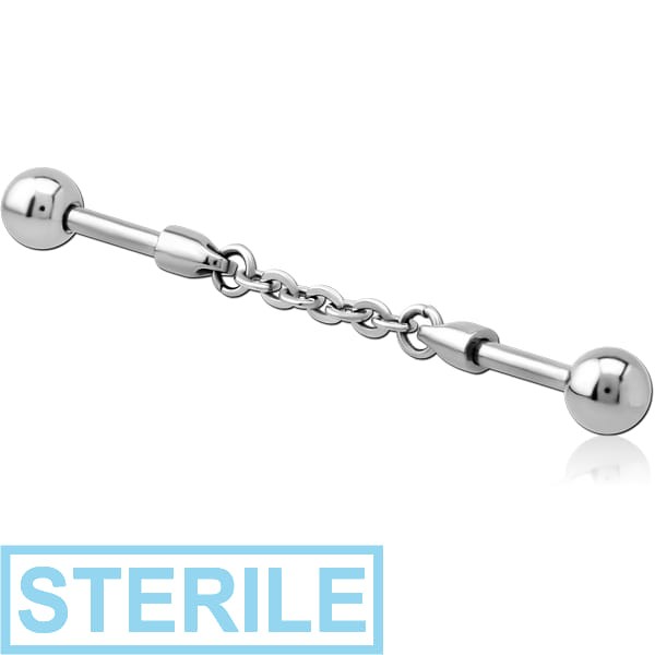 STERILE SURGICAL STEEL INDUSTRIAL BARBELL CHARM - CHAIN