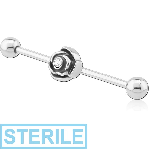 STERILE SURGICAL STEEL INDUSTRIAL BARBELL WITH FLOWER