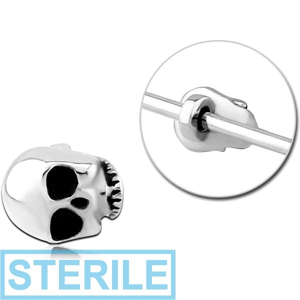 STERILE SURGICAL STEEL ADJUSTABLE SLIDING CHARM FOR INDUSTRIAL BARBELL - SKULL