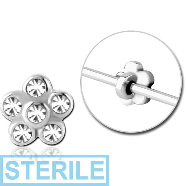 STERILE SURGICAL STEEL ADJUSTABLE SLIDING CHARM FOR INDUSTRIAL BARBELL - FLOWER