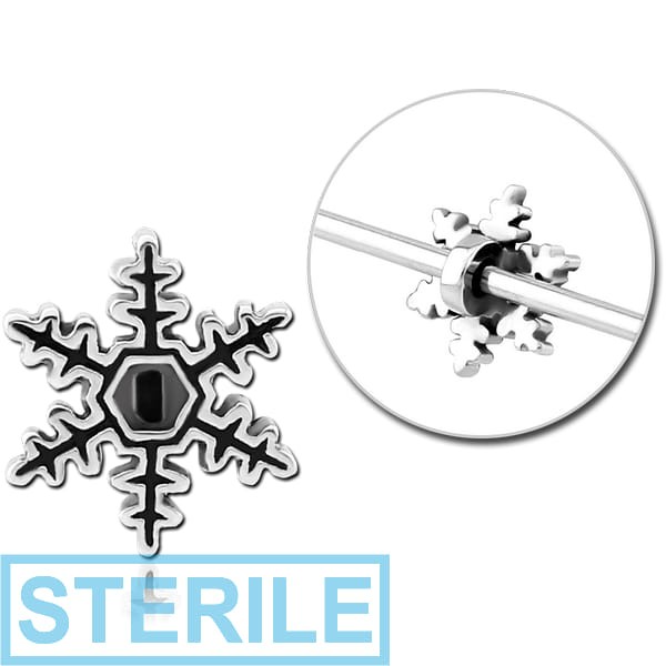 STERILE SURGICAL STEEL ADJUSTABLE SLIDING CHARM FOR INDUSTRIAL BARBELL - SNOWFLAKE