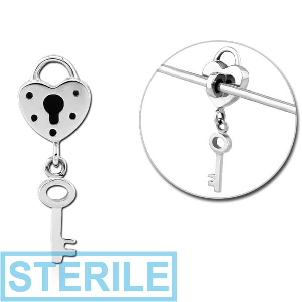 STERILE SURGICAL STEEL ADJUSTABLE SLIDING CHARM FOR INDUSTRIAL BARBELL - LOCK AND KEY